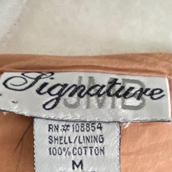 Orange Tan Vintage Boho Embroidered Babydoll Blouse Top M - Picture 7 of 8